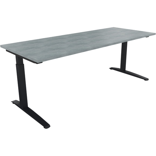 Schreibtisch all in one Maße: 2.000 x 650-850 x 800 mm (B x H x T) Holz beton hell