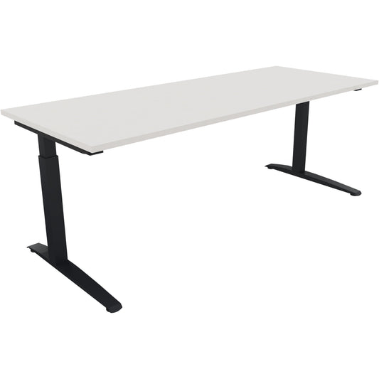 Schreibtisch all in one Maße: 2.000 x 650-850 x 800 mm (B x H x T) Holz diamantweiß