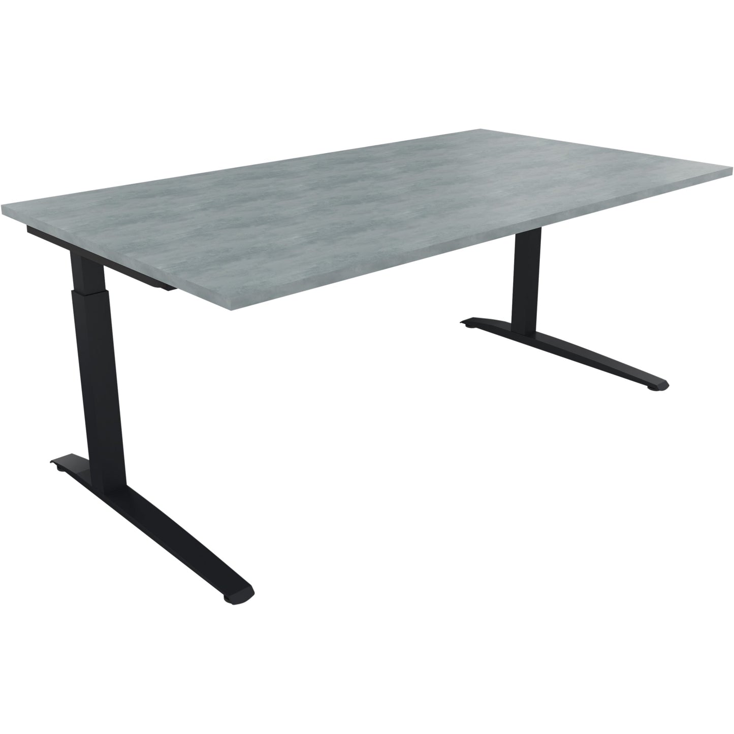 Schreibtisch all in one Maße: 1.800 x 650-850 x 1.000 mm (B x H x T) Holz beton hell