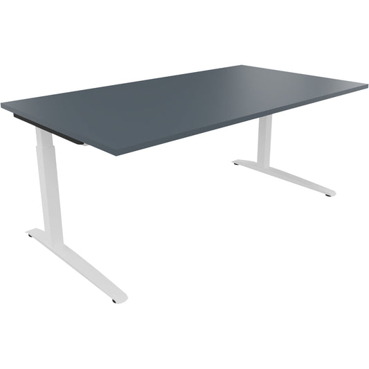 Schreibtisch all in one Maße: 1.800 x 650-850 x 1.000 mm (B x H x T) Holz lavagrau