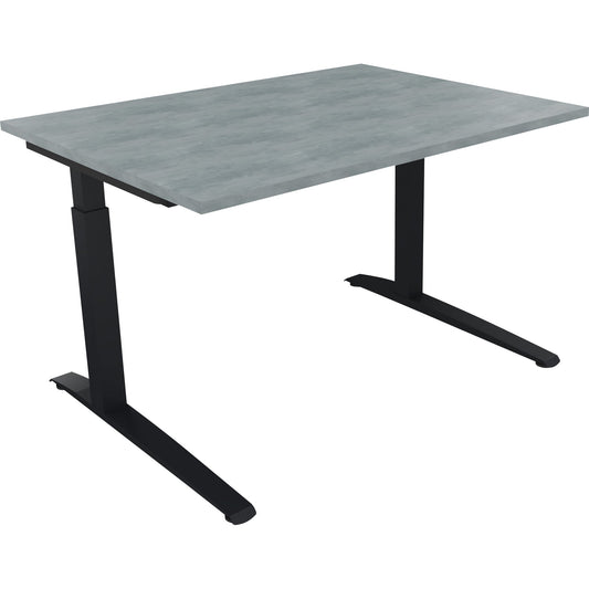 Schreibtisch all in one Maße: 1.200 x 650-850 x 900 mm (B x H x T) Holz beton hell