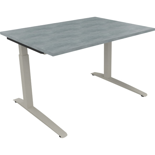 Schreibtisch all in one Maße: 1.600 x 650-850 x 700 mm (B x H x T) Holz beton hell
