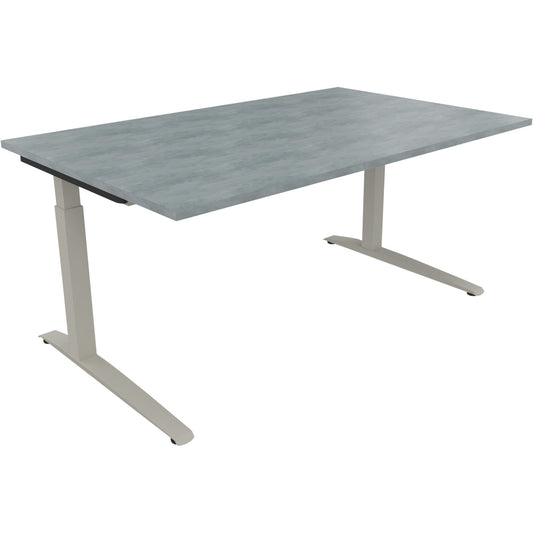 Schreibtisch all in one Maße: 1.600 x 650-850 x 1.000 mm (B x H x T) Holz beton hell