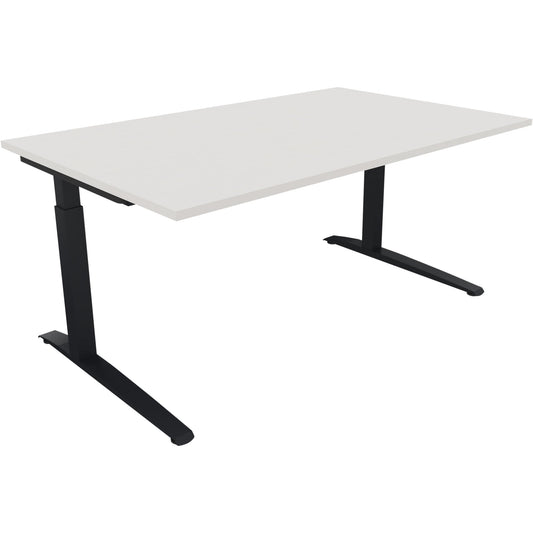 Schreibtisch all in one Maße: 1.600 x 650-850 x 1.000 mm (B x H x T) Holz diamantweiß