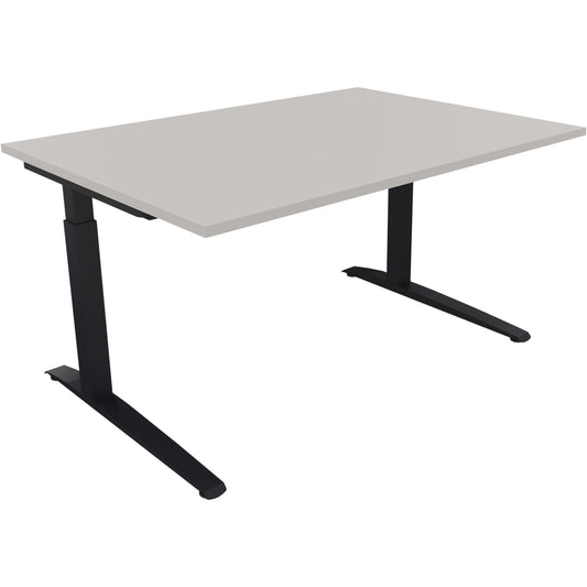 Schreibtisch all in one Maße: 1.400 x 650-850 x 1.000 mm (B x H x T) Holz lichtgrau