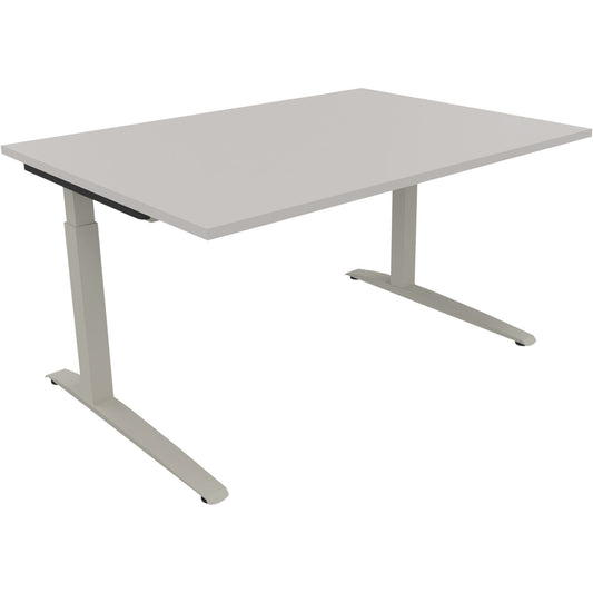 Schreibtisch all in one Maße: 1.400 x 650-850 x 1.000 mm (B x H x T) Holz lichtgrau
