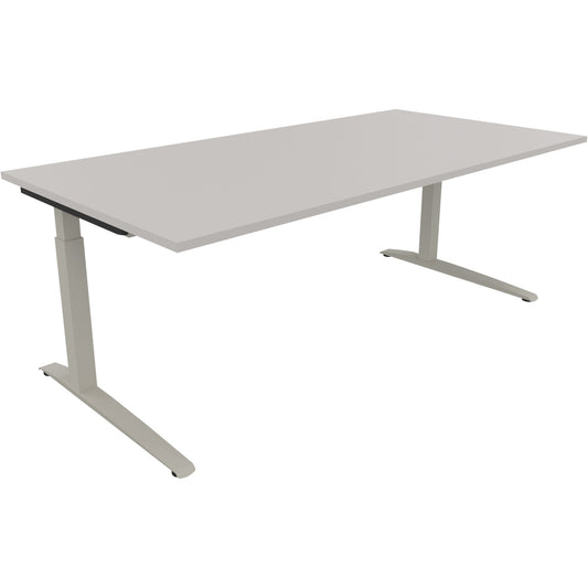 Schreibtisch all in one Maße: 2.000 x 650-850 x 1.000 mm (B x H x T) Holz lichtgrau