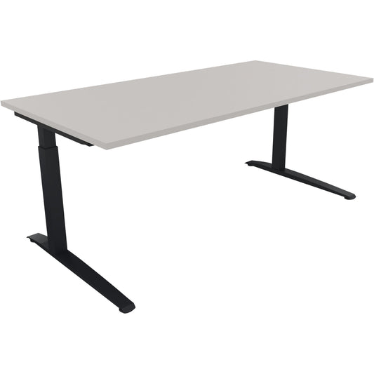 Schreibtisch all in one Maße: 1.800 x 650-850 x 900 mm (B x H x T) Holz lichtgrau