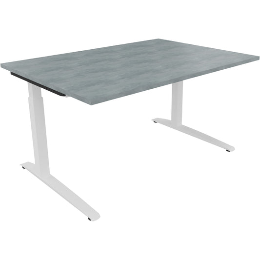 Schreibtisch all in one Maße: 1.400 x 650-850 x 1.000 mm (B x H x T) Holz beton hell