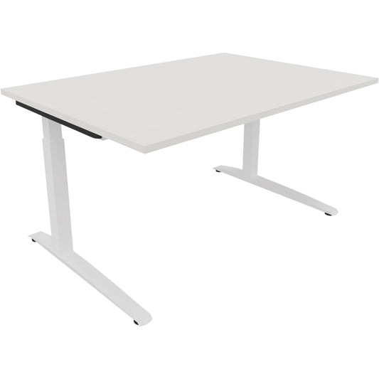 Schreibtisch all in one Maße: 1.400 x 650-850 x 1.000 mm (B x H x T) Holz diamantweiß