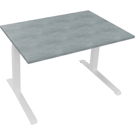 Schreibtisch all in one Maße: 1.200 x 645-1.275 x 800 mm (B x H x T) Holz beton hell