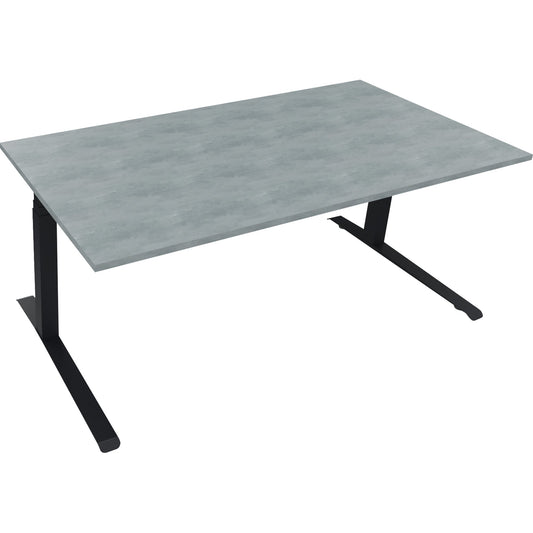 Schreibtisch all in one Maße: 1.800 x 645-1.275 x 900 mm (B x H x T) Holz beton hell