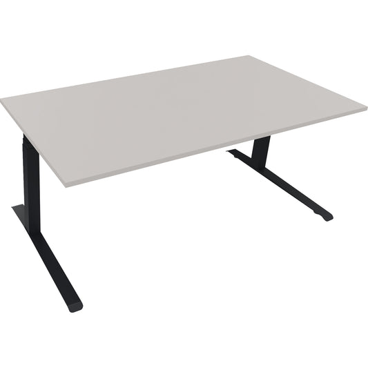 Schreibtisch all in one Maße: 1.800 x 645-1.275 x 900 mm (B x H x T) Holz lichtgrau