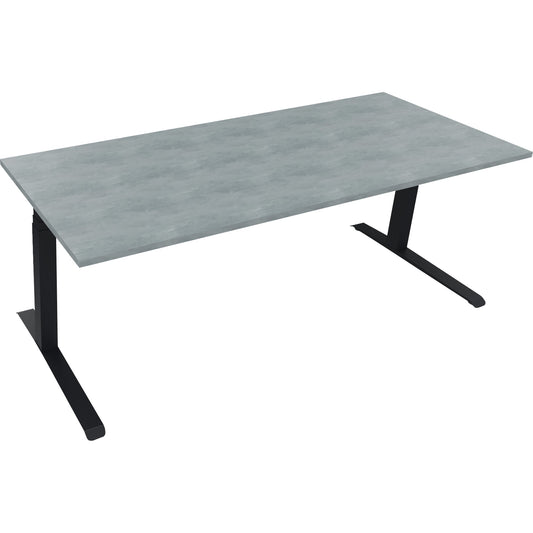 Schreibtisch all in one Maße: 2.000 x 645-1.275 x 800 mm (B x H x T) Holz beton hell