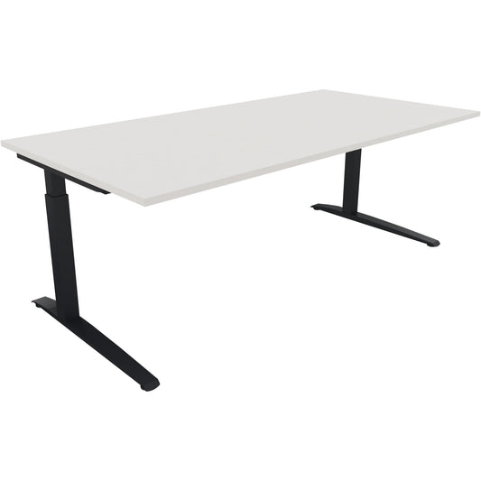 Schreibtisch all in one Maße: 2.000 x 650-850 x 1.000 mm (B x H x T) Holz diamantweiß