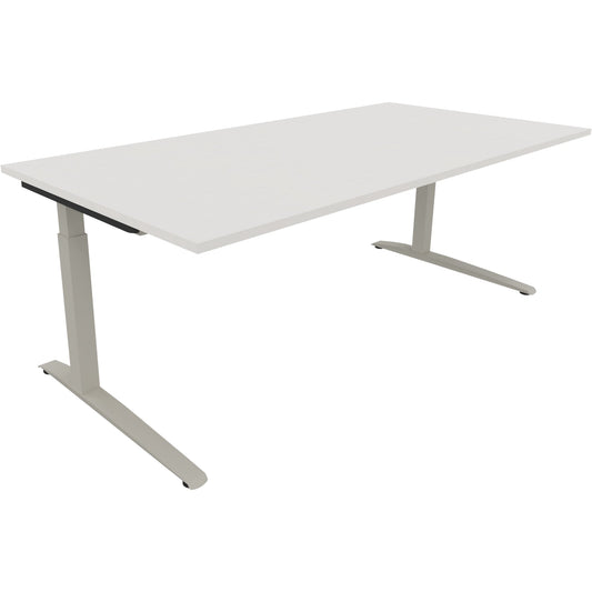 Schreibtisch all in one Maße: 2.000 x 650-850 x 1.000 mm (B x H x T) Holz diamantweiß