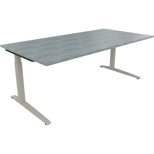 Schreibtisch all in one Maße: 2.000 x 650-850 x 1.000 mm (B x H x T) Holz beton hell