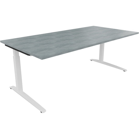 Schreibtisch all in one Maße: 2.000 x 650-850 x 1.000 mm (B x H x T) Holz beton hell