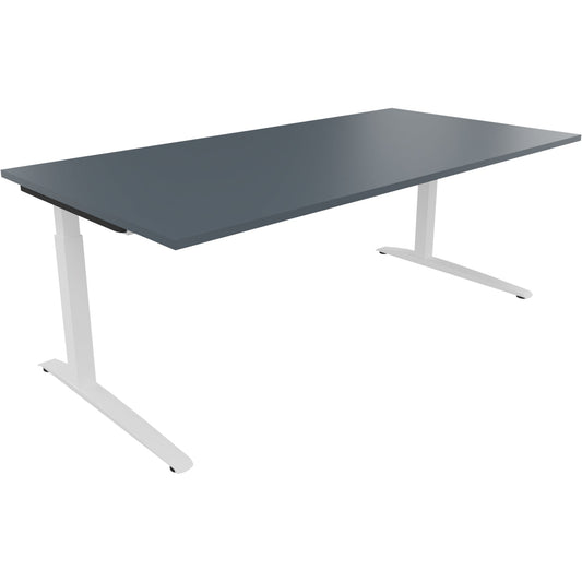 Schreibtisch all in one Maße: 2.000 x 650-850 x 1.000 mm (B x H x T) Holz lavagrau