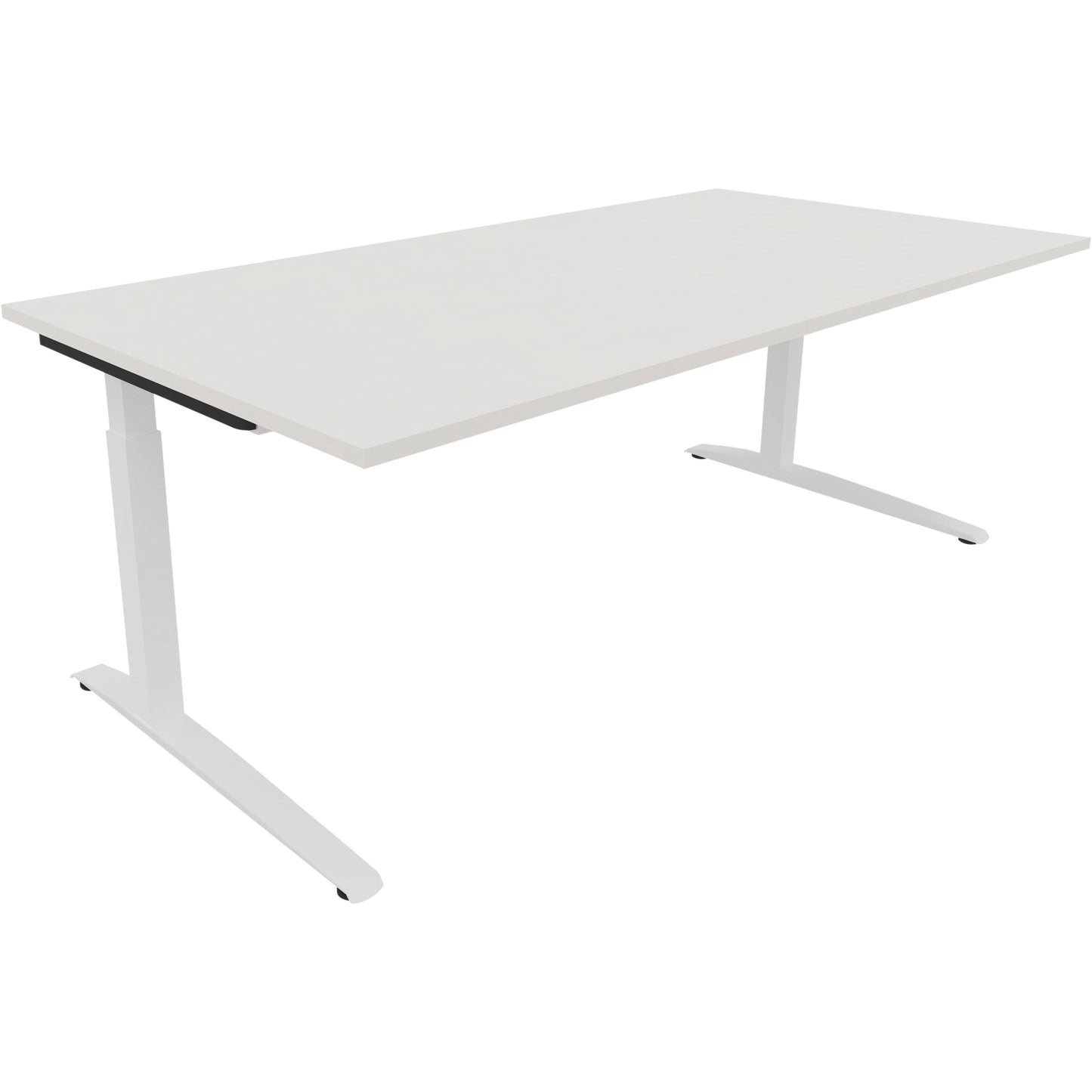 Schreibtisch all in one Maße: 2.000 x 650-850 x 1.000 mm (B x H x T) Holz diamantweiß