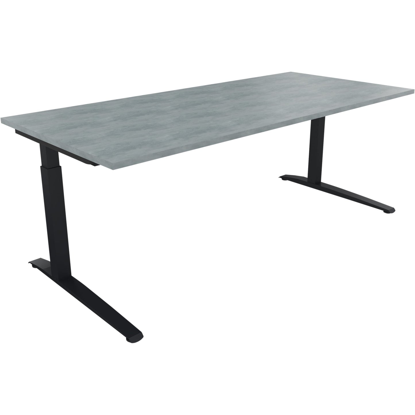 Schreibtisch all in one Maße: 2.000 x 650-850 x 900 mm (B x H x T) Holz beton hell
