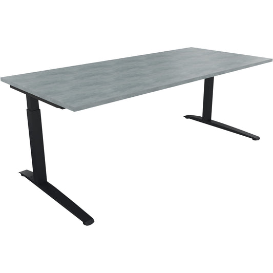 Schreibtisch all in one Maße: 2.000 x 650-850 x 900 mm (B x H x T) Holz beton hell