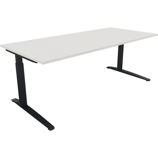 Schreibtisch all in one Maße: 2.000 x 650-850 x 900 mm (B x H x T) Holz diamantweiß
