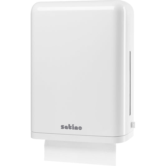 Satino by WEPA Handtuchspender large Z/Z-Falz / V-Falz, C-Falz, Z-Falz, Interfold-Falz / W-Falz 32,7 x 44 x 15,1 cm (B x H x T) Kunststoff weiß