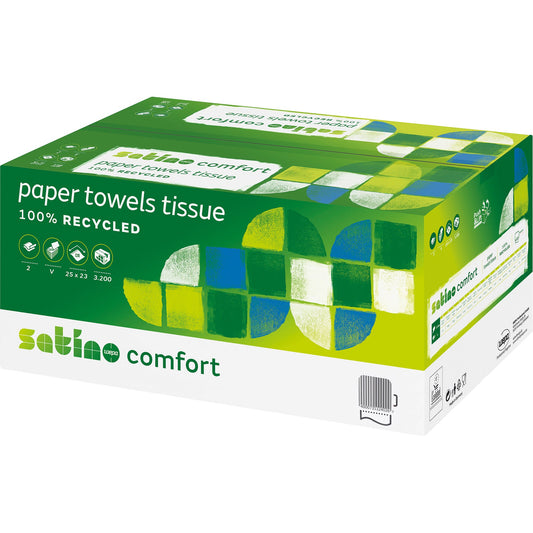 Satino by WEPA Papierhandtücher Comfort 25 x 23 cm (B x L) Papier, 100 % recycelt weiß 20 x 160 Bl./Pack.