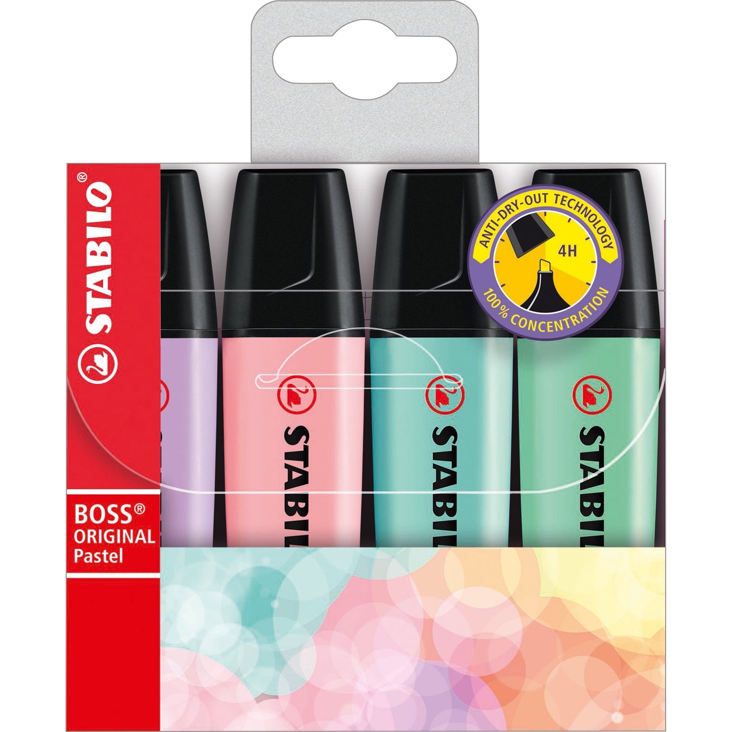 STABILO® Textmarker BOSS® ORIGINAL Pastel 2-5mm farbig sortiert Keilspitze 4 St./Pack.