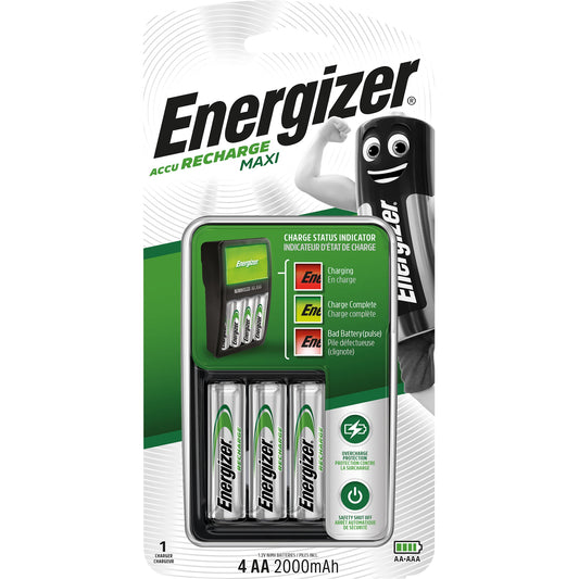 Energizer® Akkuladegerät Maxi Charger 4 x AA Akkus (2.000 mAh) AAA/Micro, AA/Mignon 5h 230V