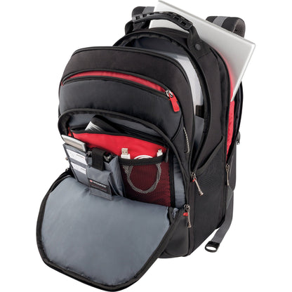 Wenger Notebookrucksack LEGACY 28 x 34 x 18 cm (B x H x T) Reißverschluss Hauptfach, Laptopfach, optimiertem Organizerfach, zwei seitlichen Netztaschen, Band für Trolleybefestigung Polyester schwarz/grau