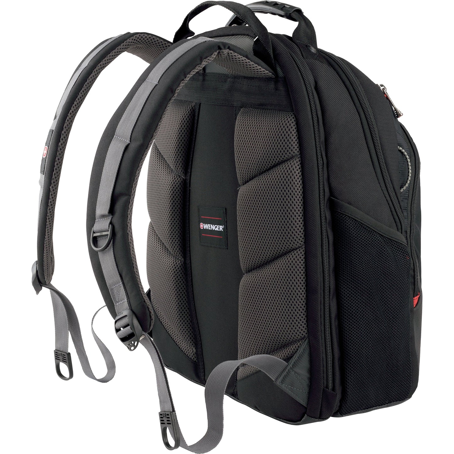 Wenger Notebookrucksack LEGACY 28 x 34 x 18 cm (B x H x T) Reißverschluss Hauptfach, Laptopfach, optimiertem Organizerfach, zwei seitlichen Netztaschen, Band für Trolleybefestigung Polyester schwarz/grau