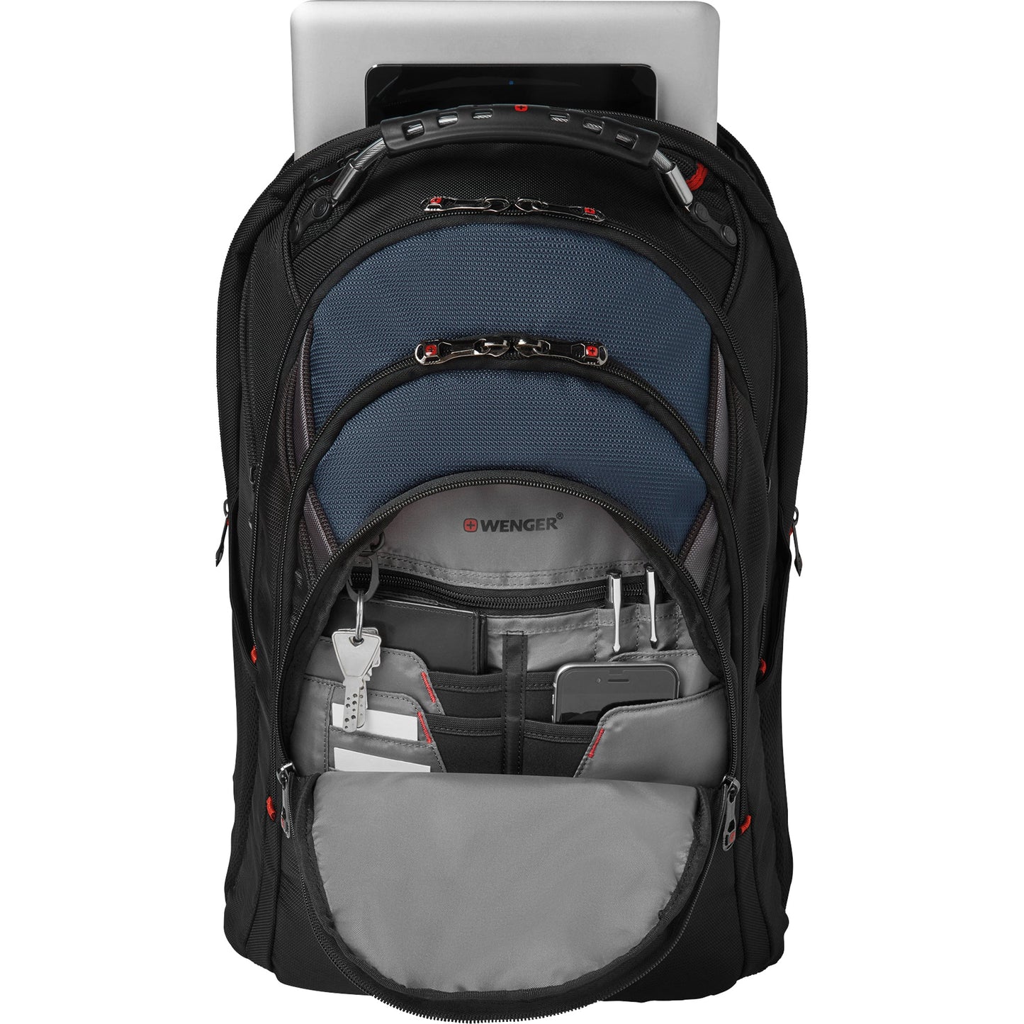 Wenger Notebookrucksack Ibex Reißverschluss Tabletfach für Tablets bis 25 cm (10"), Organizer für Accessoires, Netzseitentasche 90 % Polyester, 10 % Polyvinylchlorid blau