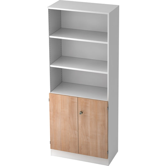 Hammerbacher Regalschrank 800 x 2.004 x 420 mm (B x H x T) 4 Fachböden Flügeltüren ohne Rollen Holz, melaminharzbeschichtet