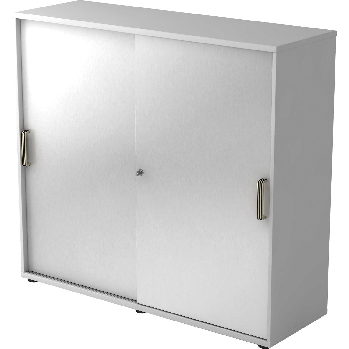 Hammerbacher Schiebetürenschrank 1.200 x 1.100 x 400 mm (B x H x T) Spanplatte, melaminharzbeschichtet Farbe der Front: silber Farbe des Korpus: grau