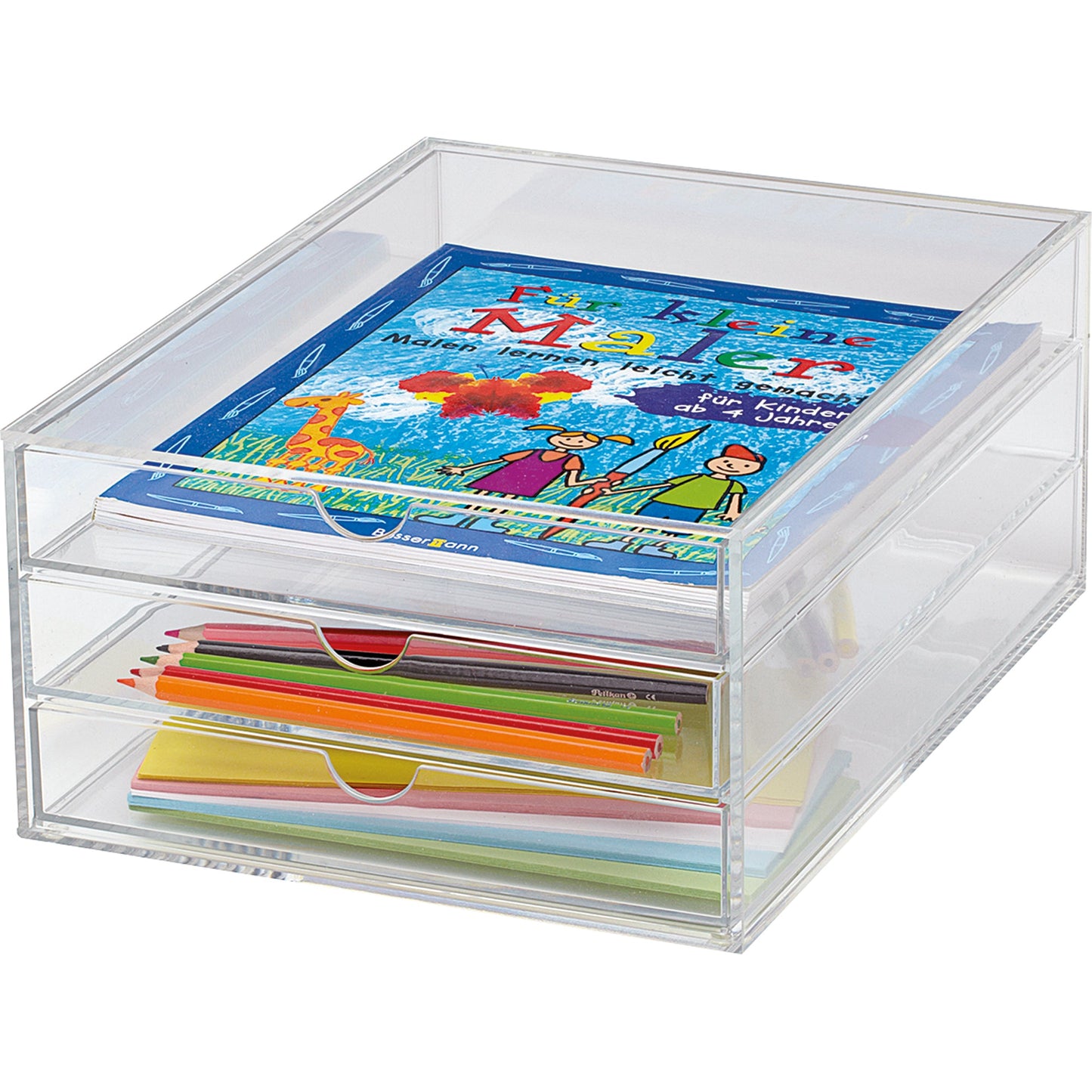MAUL Schubladenbox Acryl 3 Schubladen DIN A4 Acryl Gehäusefarbe: glasklar Farbe der Schublade: glasklar