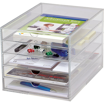 MAUL Schubladenbox Acryl 5 Schubladen DIN A4 Acryl Gehäusefarbe: glasklar Farbe der Schublade: glasklar