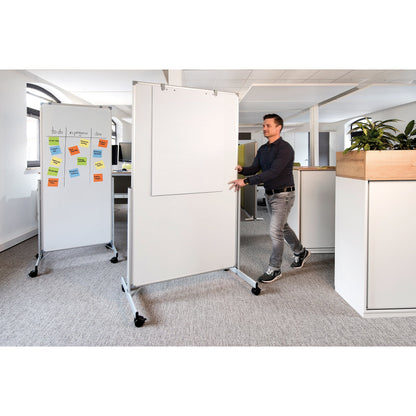 MAUL Whiteboard MAULpro easy2move Maße der Oberfläche: 75 x 180 cm (B x H) Tafel magnethaftend beidseitig beschreibbar inkl. zwei Flipchartblockhalter Stahl kunststoffbeschichtet grau
