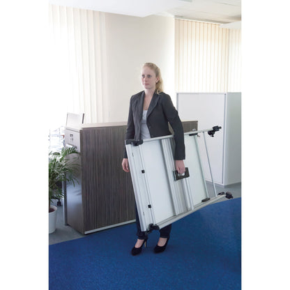 MAUL Mobiles Flipchart MAULpro mit Ablageschale Vierarmfuß mit 4 Rollen Stahl silber
