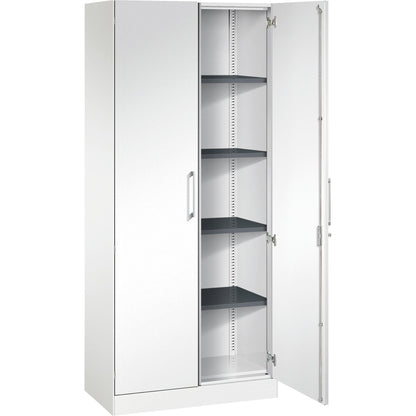 C+P Flügeltürenschrank Asisto 800 x 1.980 x 435 mm (B x H x T) 4 Fachböden Stahl Farbe der Front: verkehrsweiß Farbe des Korpus: verkehrsweiß