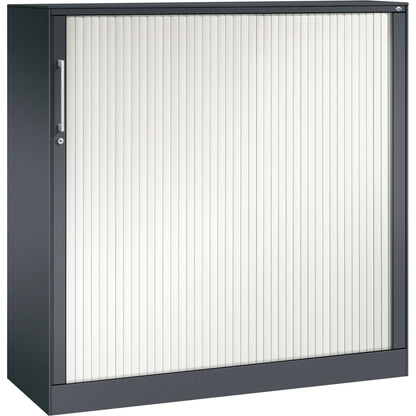C+P Rollladenschrank Asisto 1.200 x 1.310 x 435 mm (B x H x T) 2 Fachböden verkehrsweiß schwarzgrau