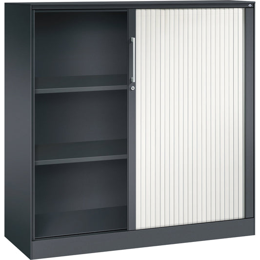 C+P Rollladenschrank Asisto 1.200 x 1.310 x 435 mm (B x H x T) 2 Fachböden verkehrsweiß schwarzgrau