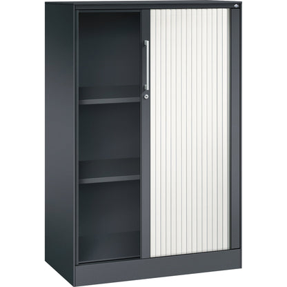 C+P Rollladenschrank Asisto 800 x 1.310 x 435 mm (B x H x T) 2 Fachböden verkehrsweiß schwarzgrau