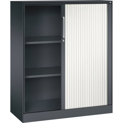 C+P Rollladenschrank Asisto 1.000 x 1.310 x 435 mm (B x H x T) 2 Fachböden verkehrsweiß schwarzgrau