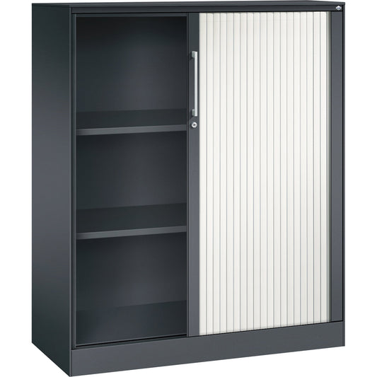 C+P Rollladenschrank Asisto 1.000 x 1.310 x 435 mm (B x H x T) 2 Fachböden verkehrsweiß schwarzgrau