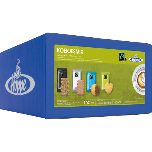 Hoppe Gebäckmischung Fair Biscuit Mix Karamellgebäck, Zimtgebäck, Marmorgebäck, Mürbegebäck Karton 150 x 7 g/Pack.