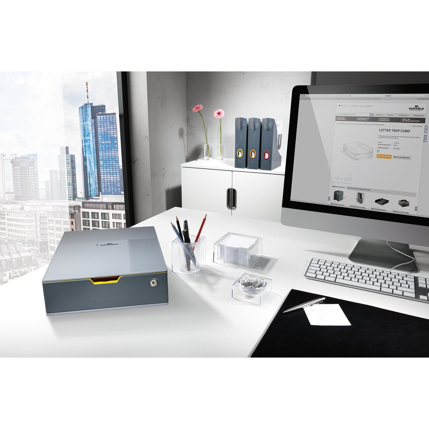 DURABLE Schubladenbox VARICOLOR® 1 SAFE 1 Schublade DIN A4, DIN C4, Folio, Letter ABS Kunststoff/Polystyrol Gehäusefarbe: grau Farbe der Schublade: anthrazit/mehrfarbig