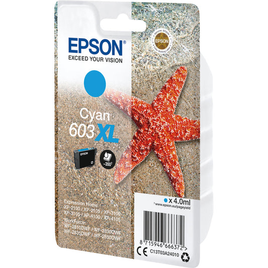 Epson Tintenpatrone Originalzubehör 603XL ca. 350 Seiten cyan 4ml