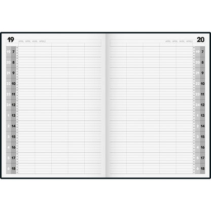 BRUNNEN Buchkalender Agenda 24 undatiert DIN A4 1 Tag/1 Seite Schaumfolie, Hartfolie schwarz